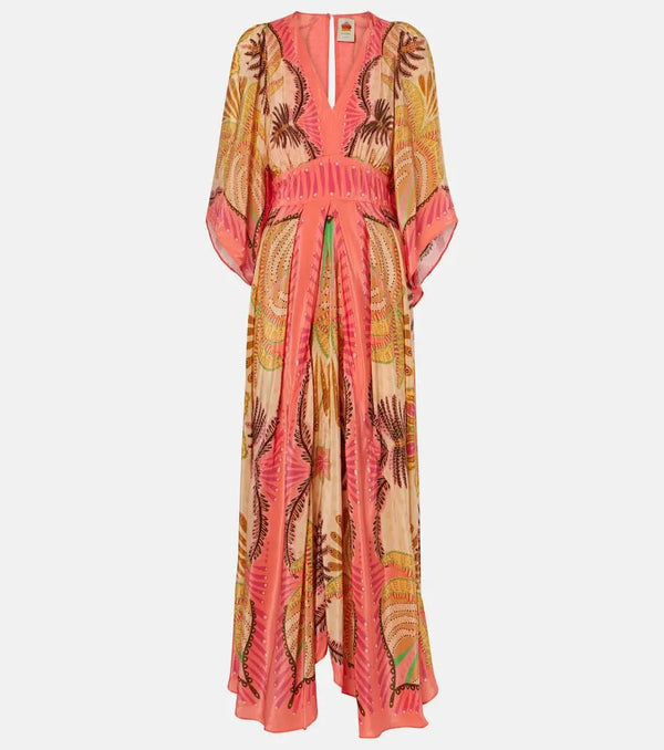 Farm Rio Sand Palms Scarf printed maxi dress | LYBSTORE