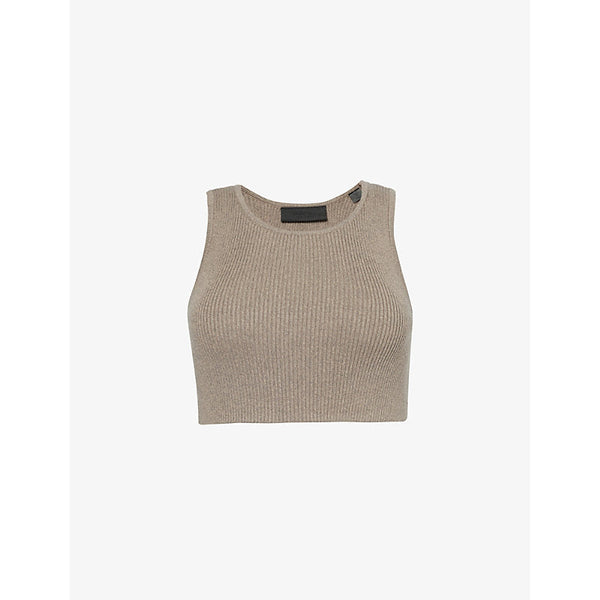 Womens Fear Of God Essentials Cropped rib-knitted tank top