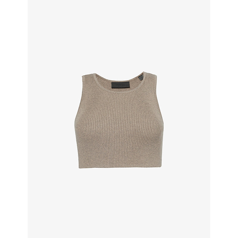 Womens Fear Of God Essentials Cropped rib-knitted tank top