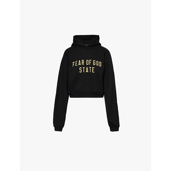 Womens Fear Of God Essentials Essentials Fleece cropped cotton-blend hoody