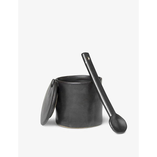 Ferm Living Flow porcelain jar with spoon 8cm