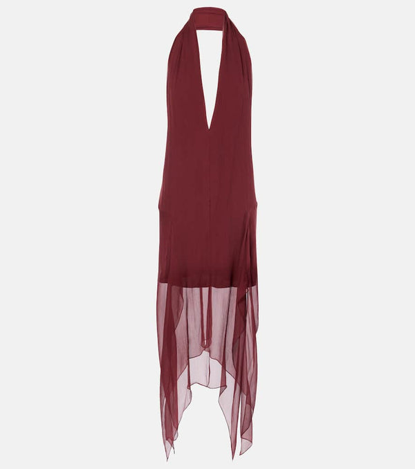 Ferragamo Asymmetric silk georgette minidress