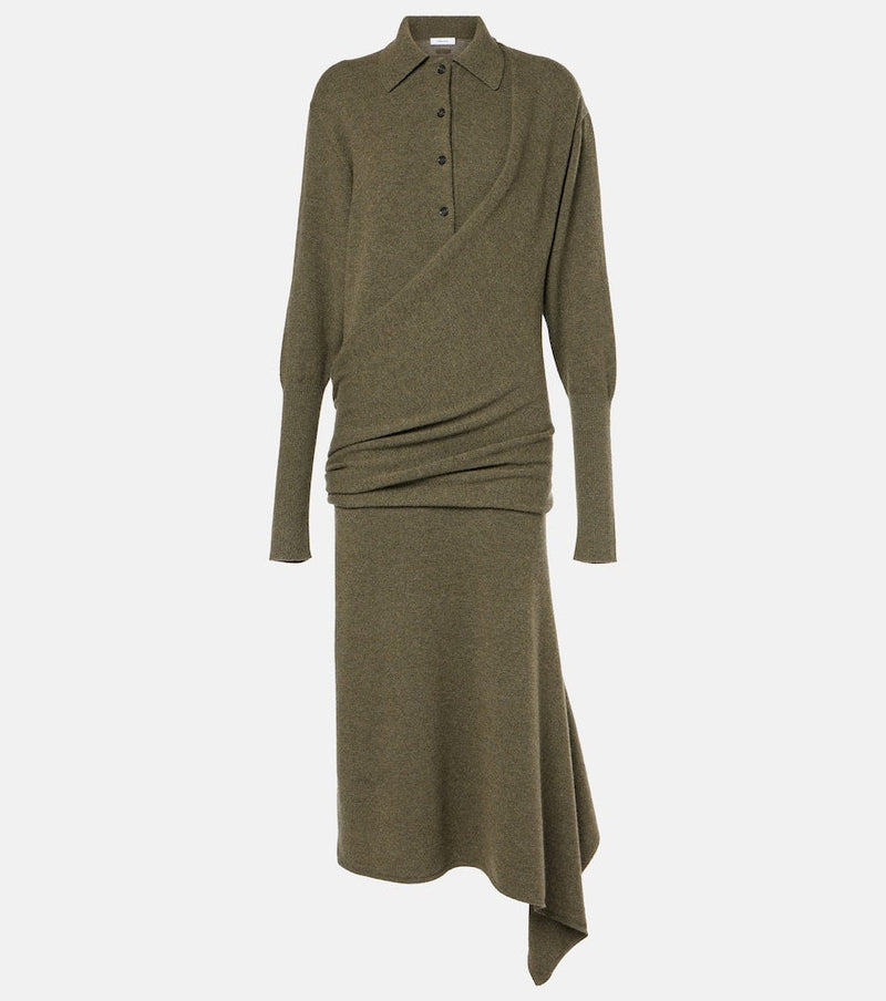 Ferragamo Draped wool and cashmere polo dress