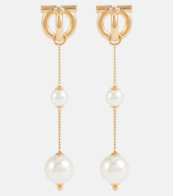 Ferragamo Gancini faux pearl drop earrings