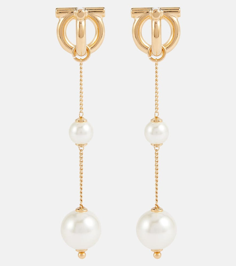 Ferragamo Gancini faux pearl drop earrings