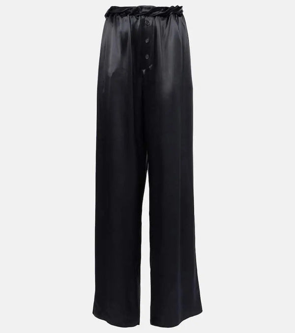 Ferragamo Gathered satin wide-leg pajama pants | LYBSTORE