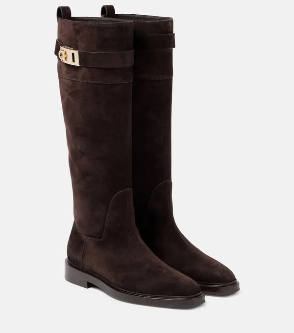 Ferragamo Hug suede knee-high boots | LYBSTORE