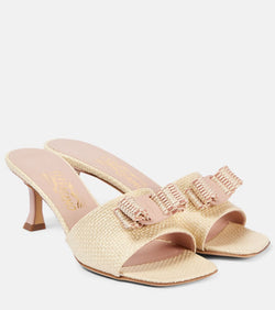 Ferragamo Isaura 55 raffia-effect mules