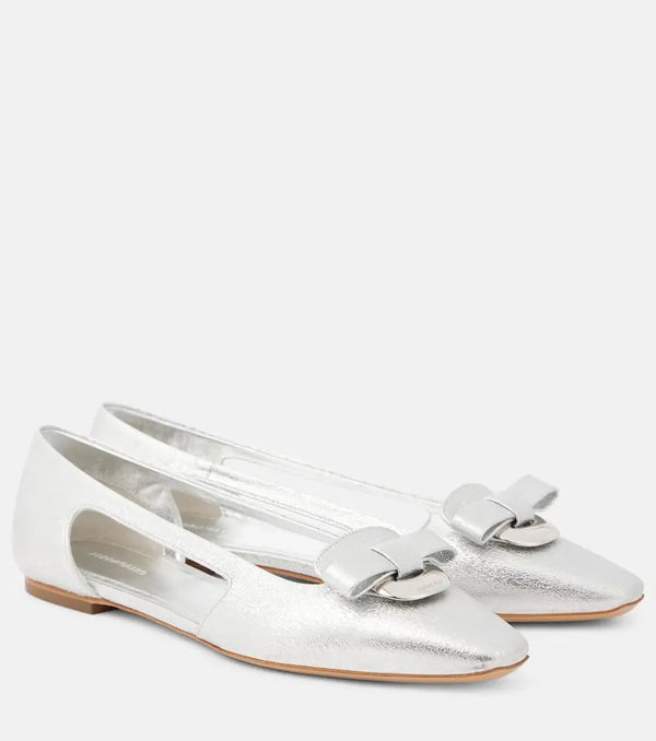 Ferragamo Terea cutout metallic leather ballet flats | LYBSTORE