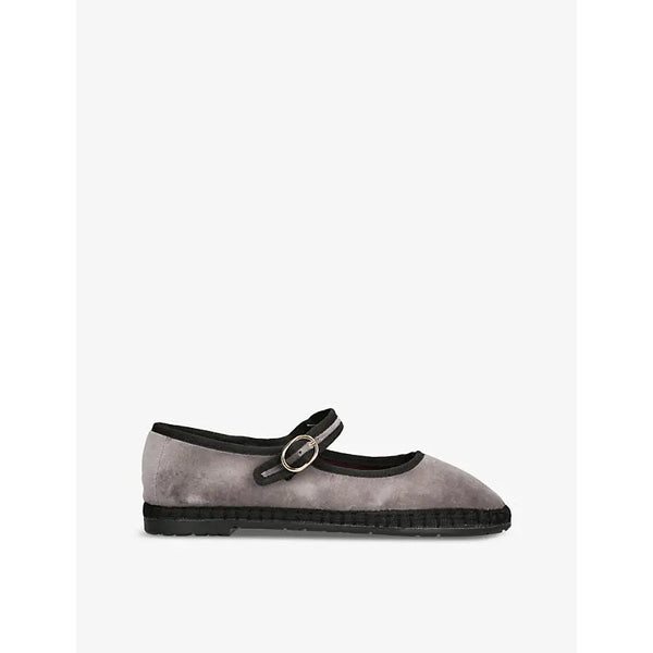 Flabelus Brida contrast-piping cotton-velvet ballet flats