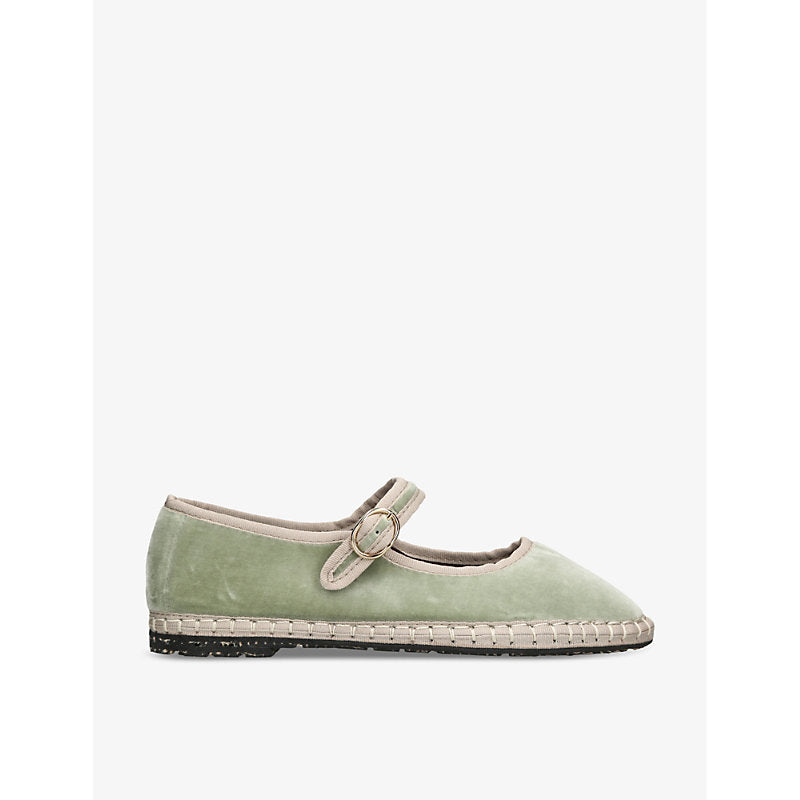 Womens Flabelus Uta single-strap cotton Mary Jane flats