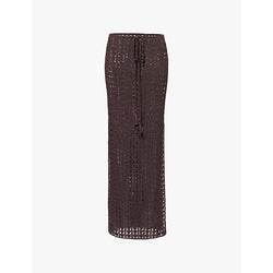 Womens Flook The Label Seren split sides crochet-knit maxi skirt