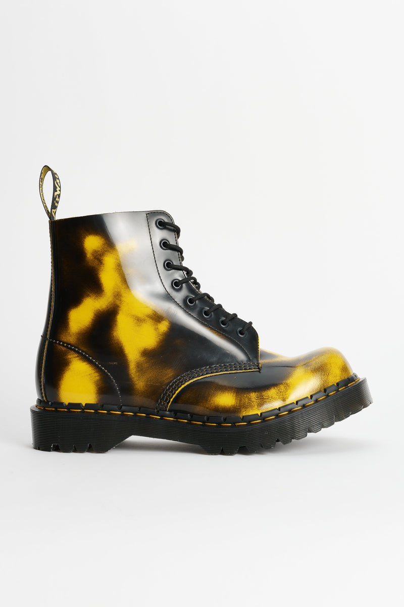 Dr Martens 1460 Rub Off Lux Black Dms Yellow