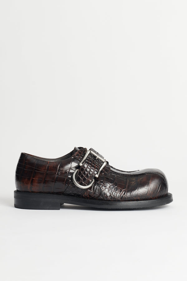 Martine Rose Bulb Toe Buckle Loafer Brown