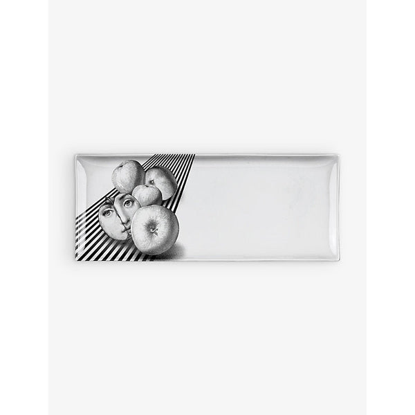 Fornasetti Variazioni N.390 screen-printed porcelain tray 14cm x 38cm | LYBSTORE