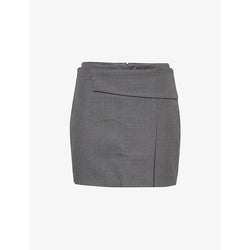 Womens Forza Collective Wrap-front panel woven-blend mini skirt