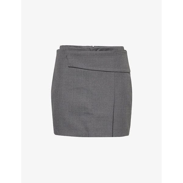 Womens Forza Collective Wrap-front panel woven-blend mini skirt