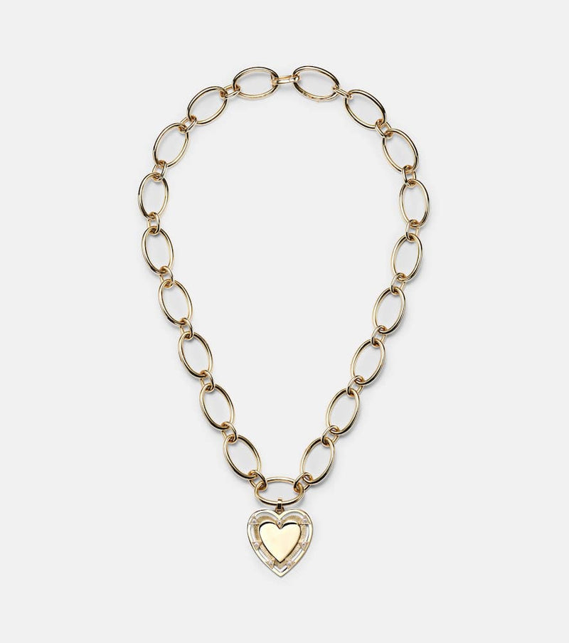 FoundRae Love Heart Token 18kt gold pendant necklace with diamonds