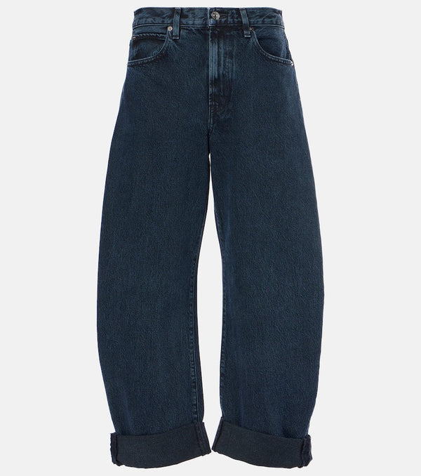 Frame Bubble high-rise barrel-leg jeans