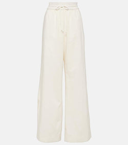 Frame High-rise cotton-blend wide-leg pants