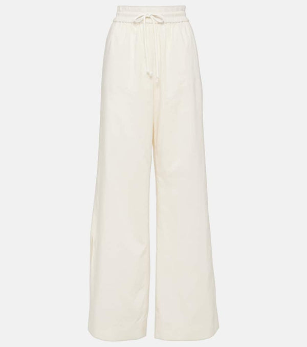 Frame High-rise cotton-blend wide-leg pants