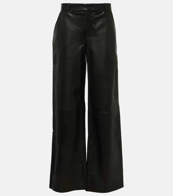 Frame High-rise leather wide-leg pants | LYBSTORE