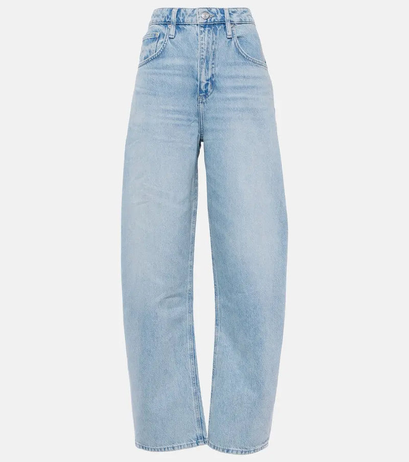 Frame Long Barrel high-rise barrel-leg jeans