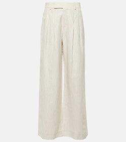 Frame Mid-rise cotton and linen wide-leg pants | LYBSTORE