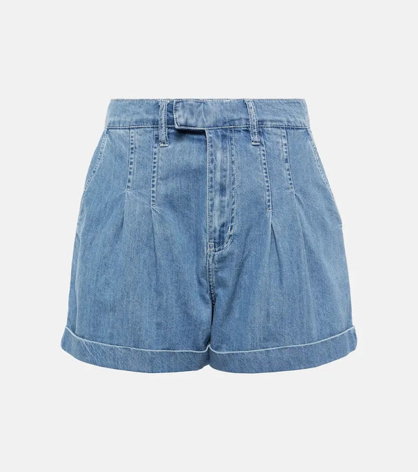 Frame Pleated denim shorts | LYBSTORE