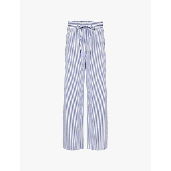 Womens Frame Stripe high-rise wide-leg cotton-blend trousers