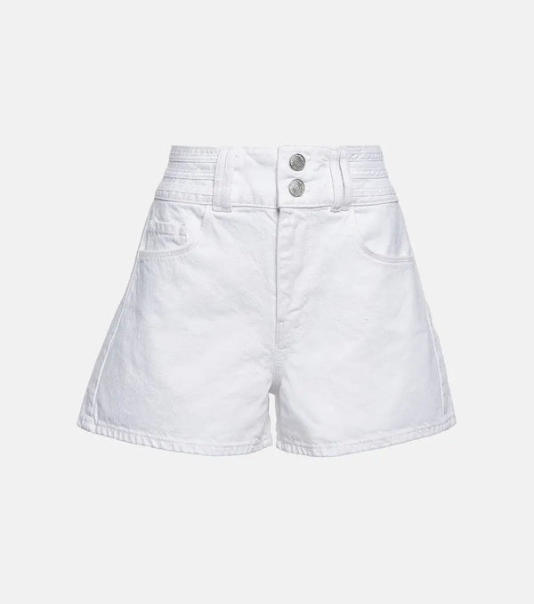 Frame Triple-stitch high-rise denim shorts | LYBSTORE