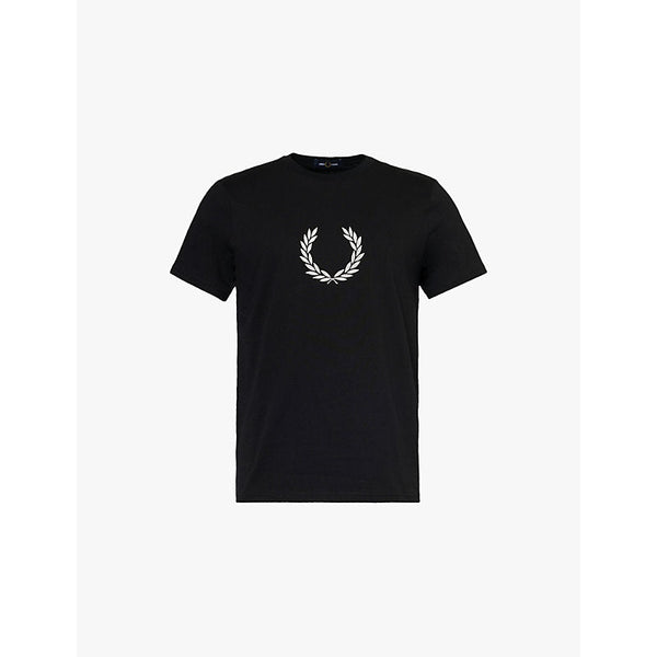 Mens Fred Perry Brand-embroidery crew-neck regular-fit cotton-jersey T-shirt