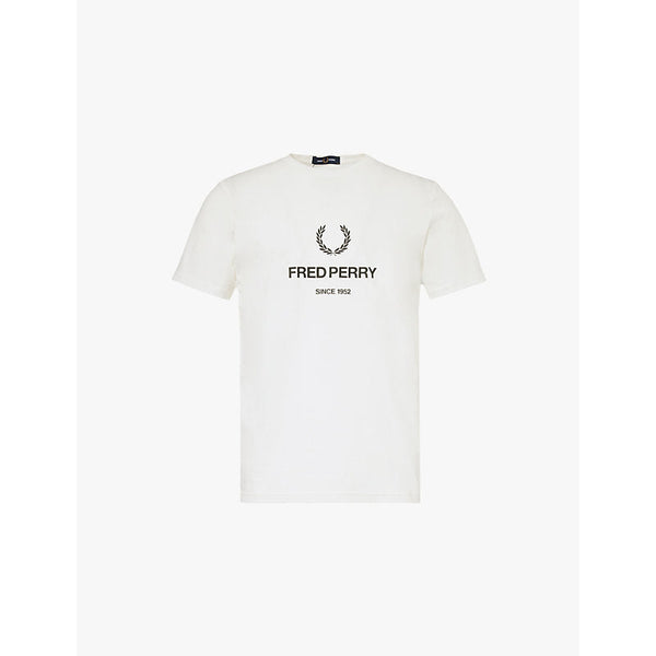 Mens Fred Perry Brand-print crew-neck regular-fit cotton-jersey T-shirt