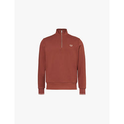 Mens Fred Perry Half-zip brand-embroidery regular-fit cotton-jersey sweatshirt