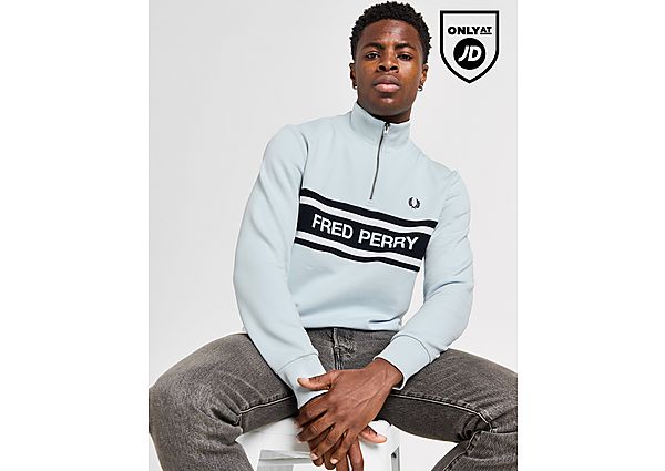 Fred Perry Panel 1 2 Zip Sweatshirt Blue