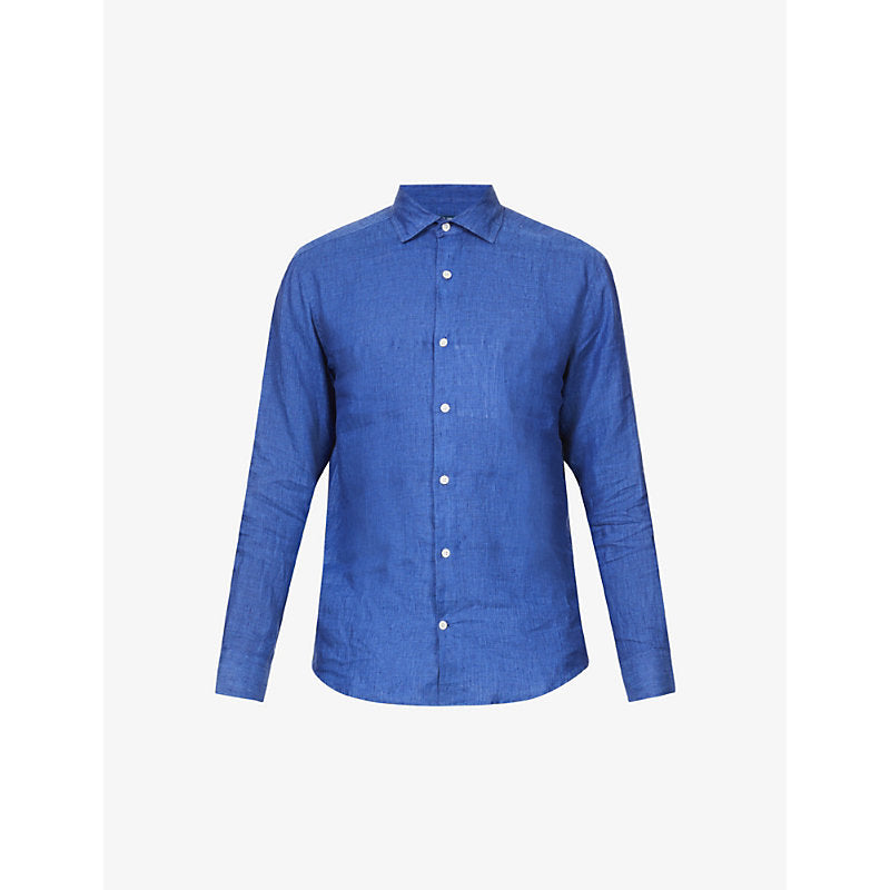 Frescobol Carioca Antonio regular-fit cutaway-collar linen shirt