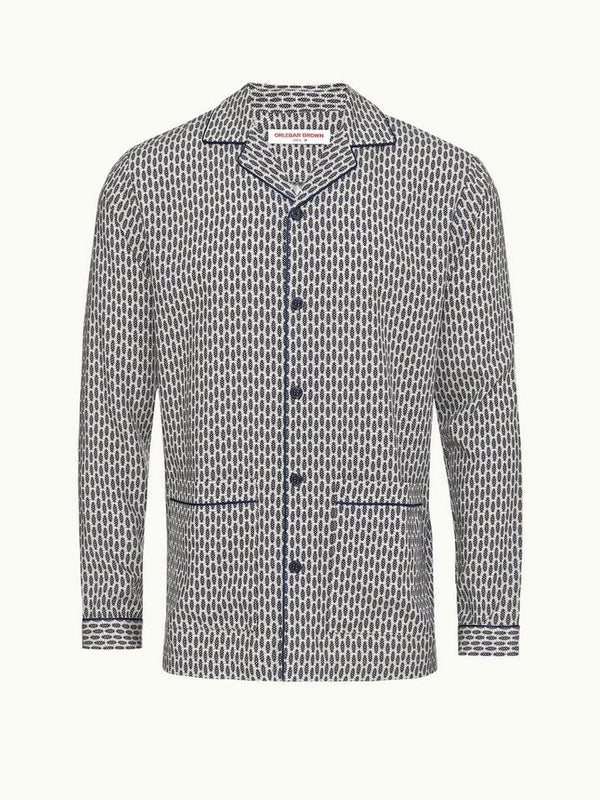 Gabel - Perez Print Capri Collar Resort-Style Shirt Woven In Italy in Chai colour