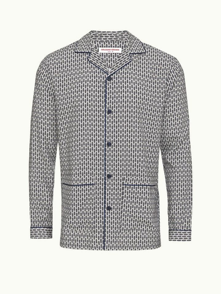 Gabel - Perez Print Capri Collar Resort-Style Shirt Woven In Italy in Chai colour