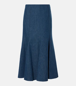 Gabriela Hearst Amy flared cotton and linen midi skirt