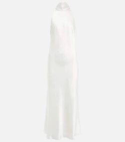 Galvan Bridal Capri halterneck satin midi dress