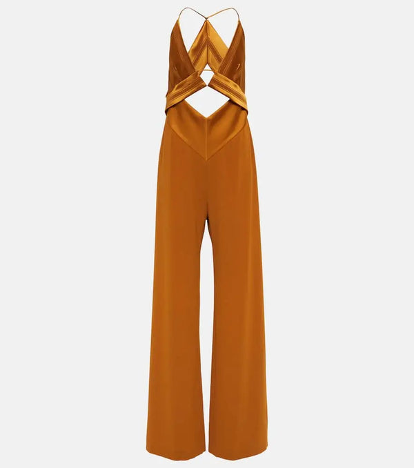 Galvan Prism satin-trimmed crêpe jumpsuit | LYBSTORE