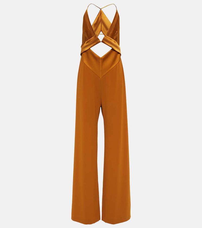 Galvan Prism satin-trimmed crêpe jumpsuit