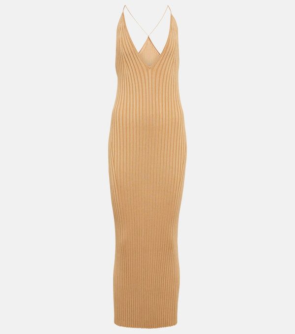 Galvan Rhea rib-knit halterneck midi dress