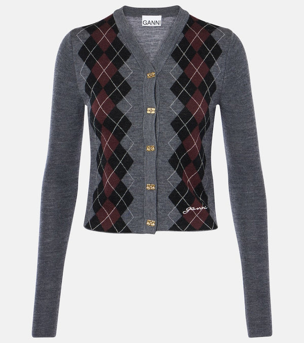 Ganni Argyle wool cardigan | LYBSTORE