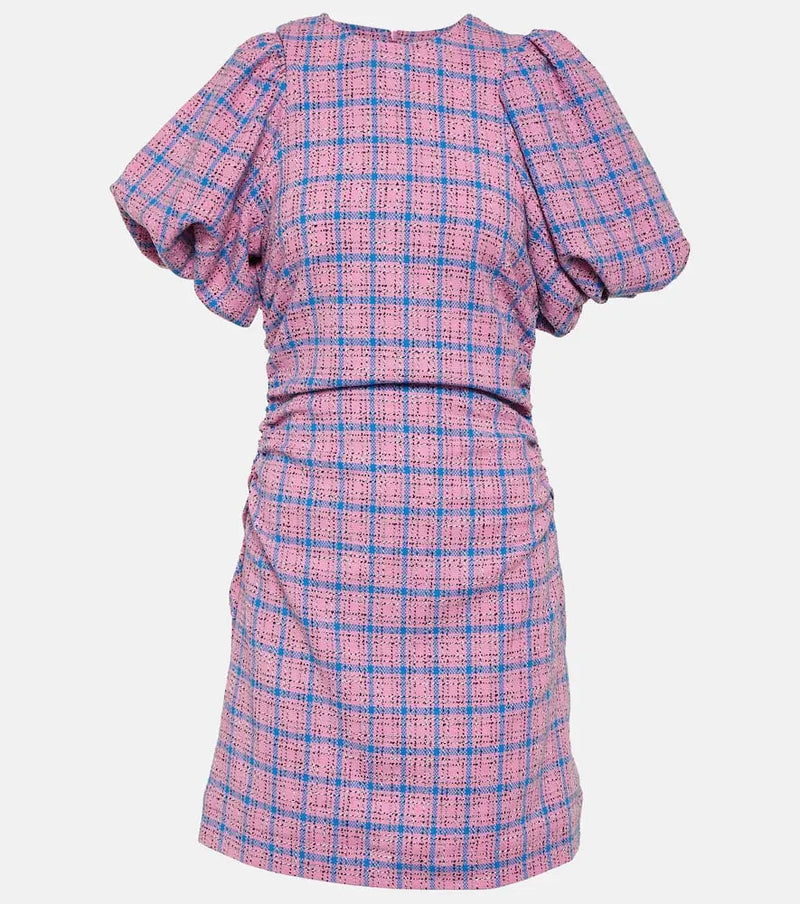 Ganni Checked cotton-blend minidress | LYBSTORE