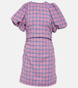 Ganni Checked cotton-blend minidress