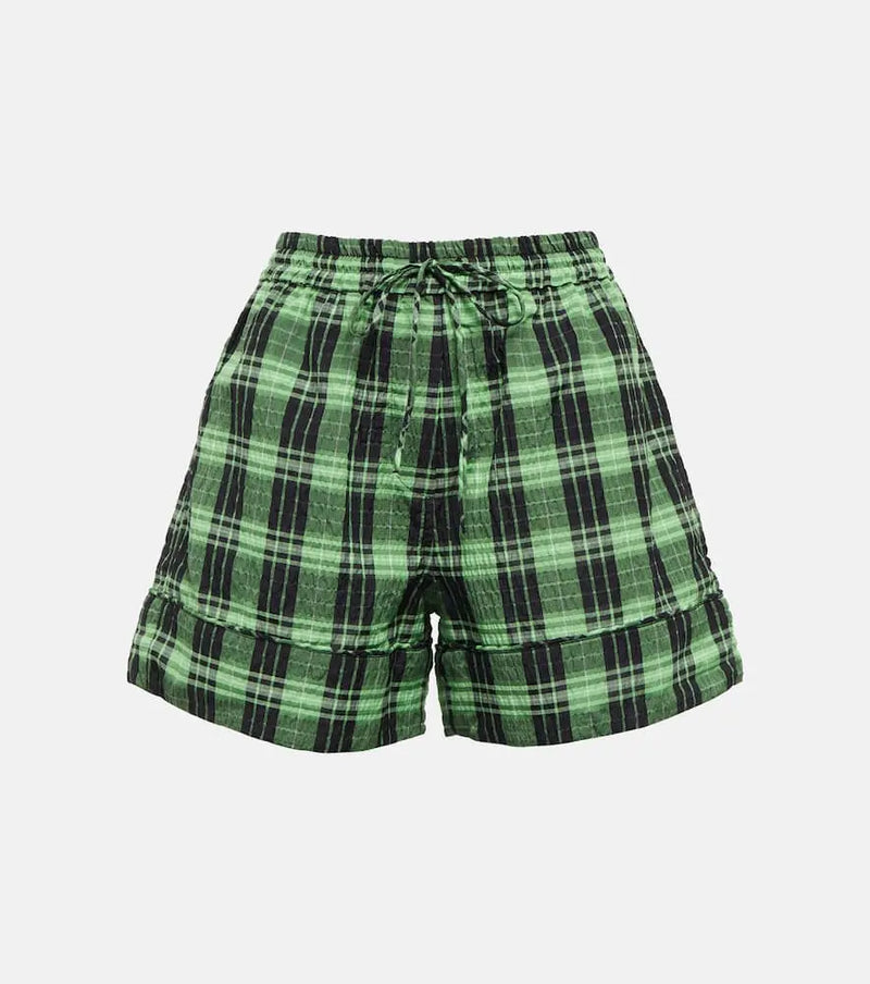 Ganni Checked seersucker shorts | LYBSTORE