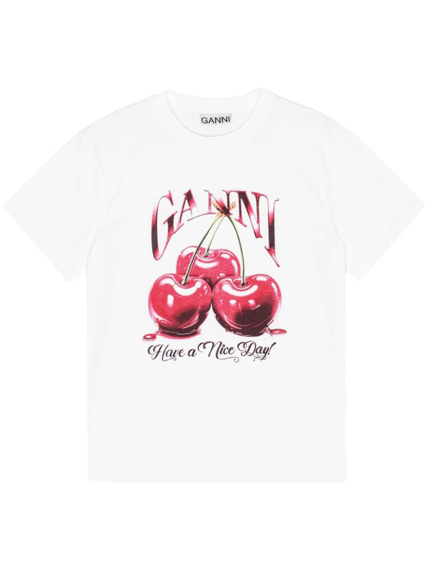 Ganni Cherry Cotton T Shirt