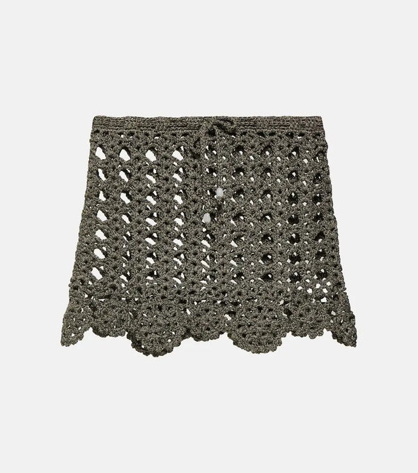 Ganni Crochet cotton-blend miniskirt | LYBSTORE