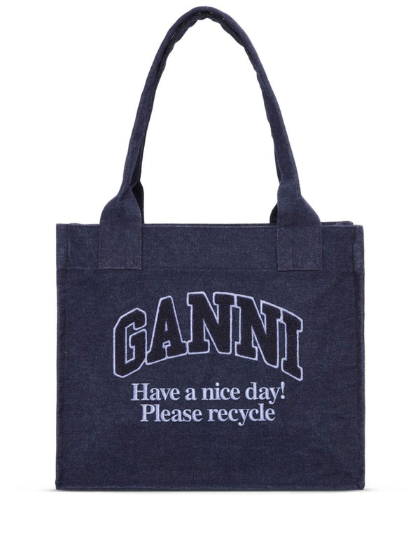 Ganni Denim Large Tote Bag